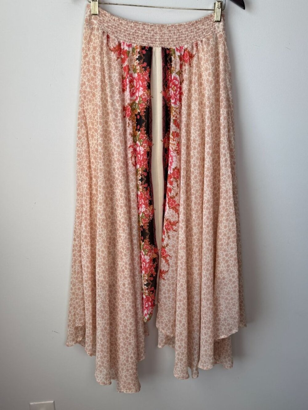 Free People The Originals Asymmetrical Floral Midi Skirt Peach M Boho Floral - Picture 9 of 10